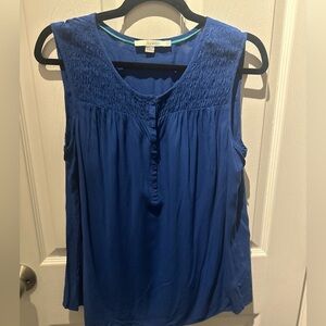 Boden  Flowy Overlay Tank Top Sleeveless Navy Blue 100% Viscose Size US 10 Flowy